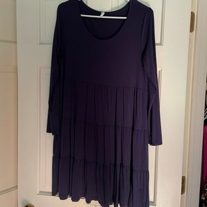 Pink Blush Stretchy Blue Tiered Dress Medium